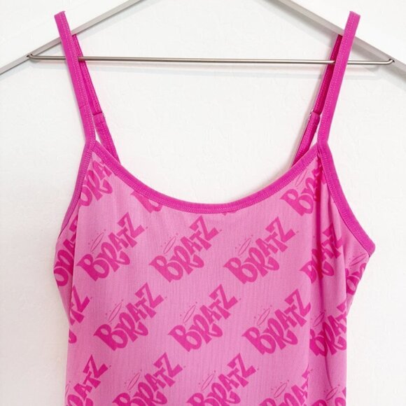 Dolls Kill x Bratz Got Bratitude 90s Strap Lettuce Mini Slip Dress Pink Medium - Picture 2 of 8